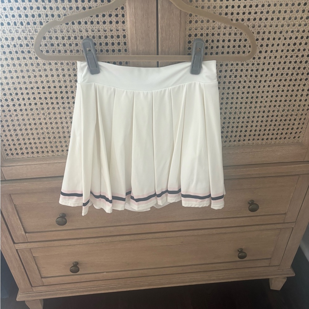 The Upside White Mini Skirt with Black Trim